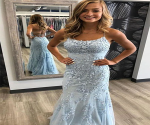 Baby Blue Mermaid Prom Dresses