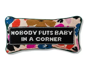 Baby in the Corner Needlepoint Pillow