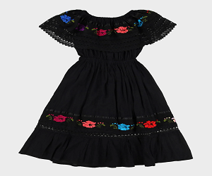 Black Embroidered Off The Shoulder Dress