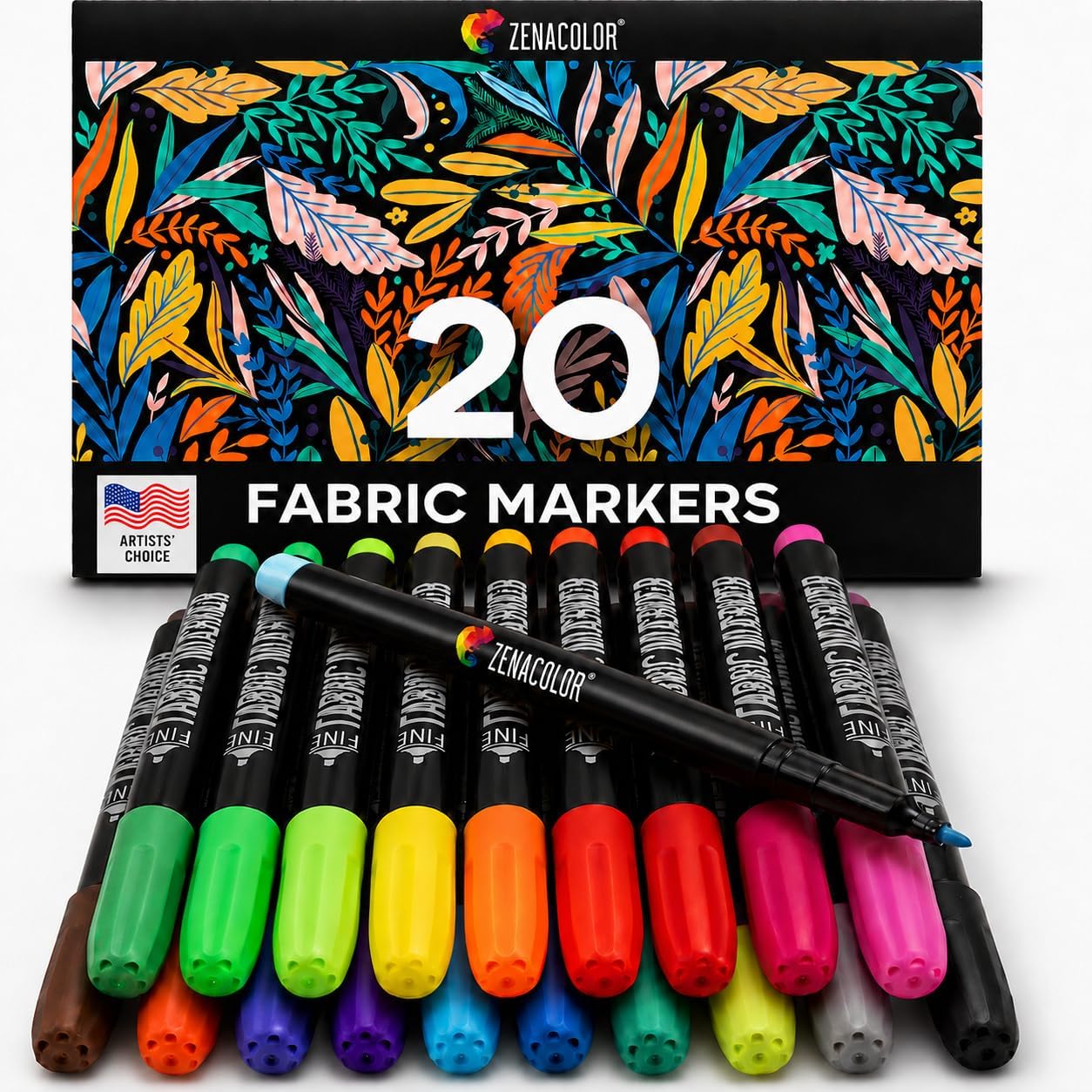 Zenacolor 20 Fabric Markers Pens Set