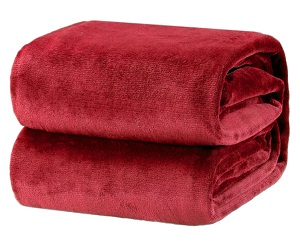 Fleece Blanket Throw Size Burgundy Soft Blanket Microfiber