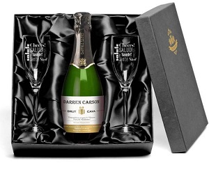 Personalised Cava and Glasses Gift Set