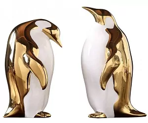 Golden Ceramic Penguin Ornaments