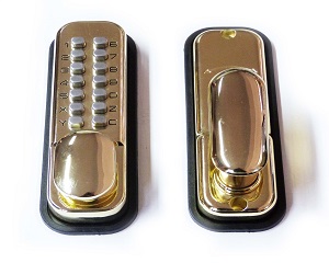 AK24 Hold Open Push Button Digital Lock Polished Brass