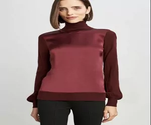 SATIN FRONT SWEATER