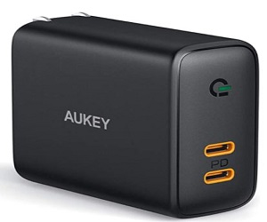 iPhone 12 Charger, AUKEY Focus 36W 2-Port Foldable USB C Charger